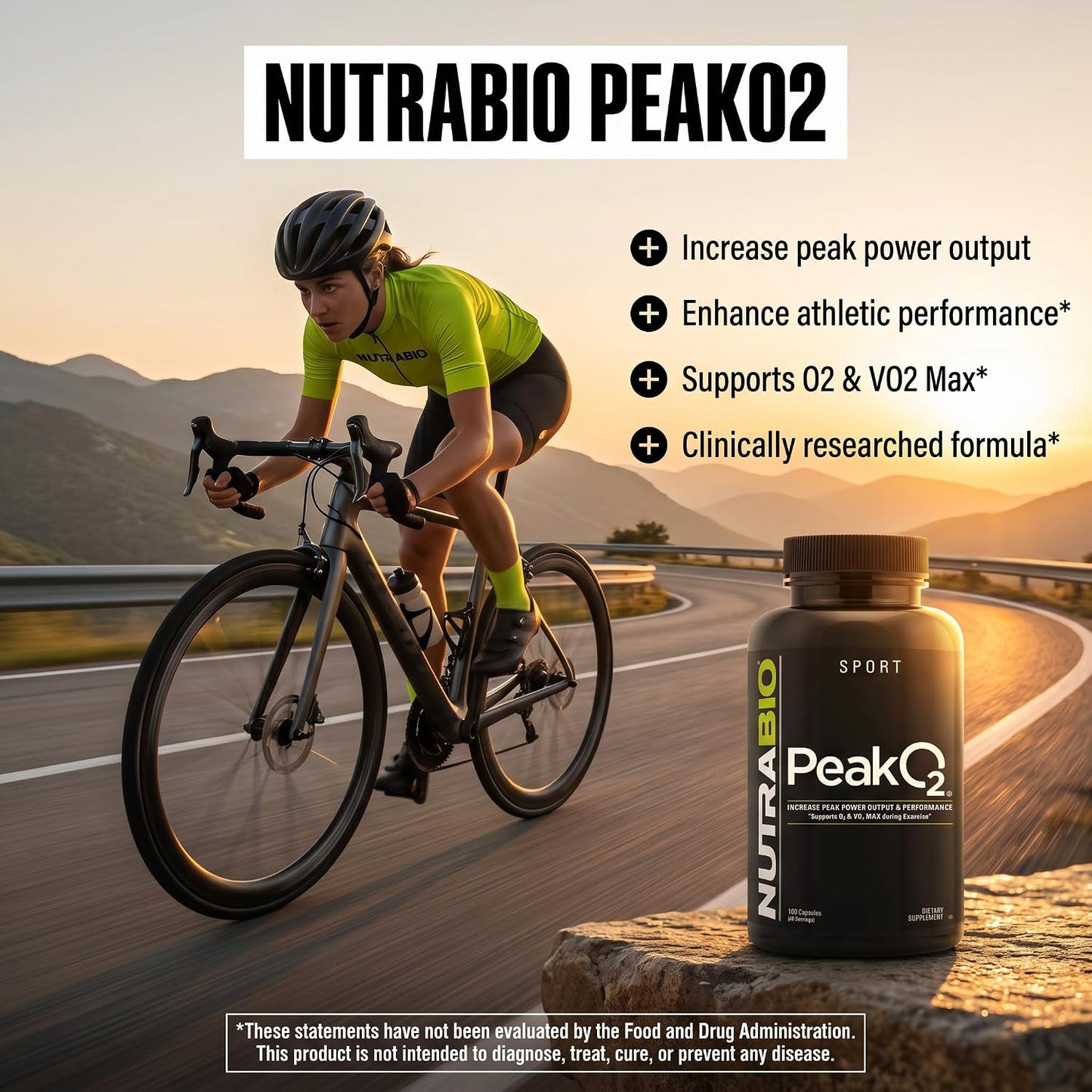 NutraBio PeakO2 Sports Supplement, 180 Capsules - Organic Mushroom Blend for Athletic Performance and General Health - görsel 3