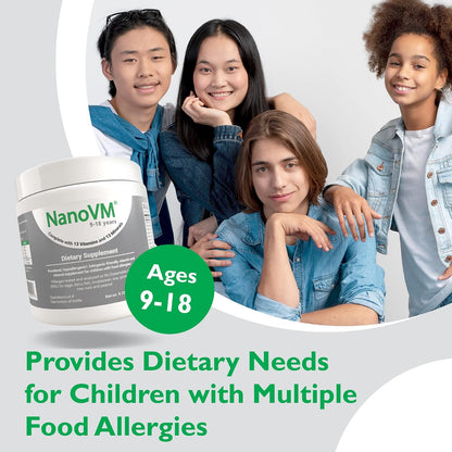 NanoVM Allergen-Free Children's Multivitamin Powder – Unflavoured, 13 Vitamins & 13 Minerals, Low-Carb (275g)
