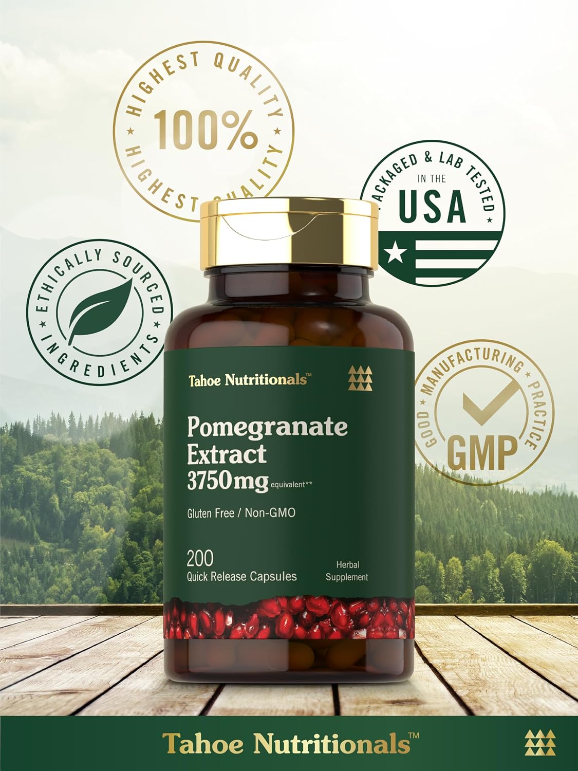 Pomegranate Extract | 200 Capsules | Non-GMO, Gluten-free Food Supplement - görsel 6
