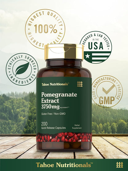 Pomegranate Extract | 200 Capsules | Non-GMO, Gluten-free Food Supplement