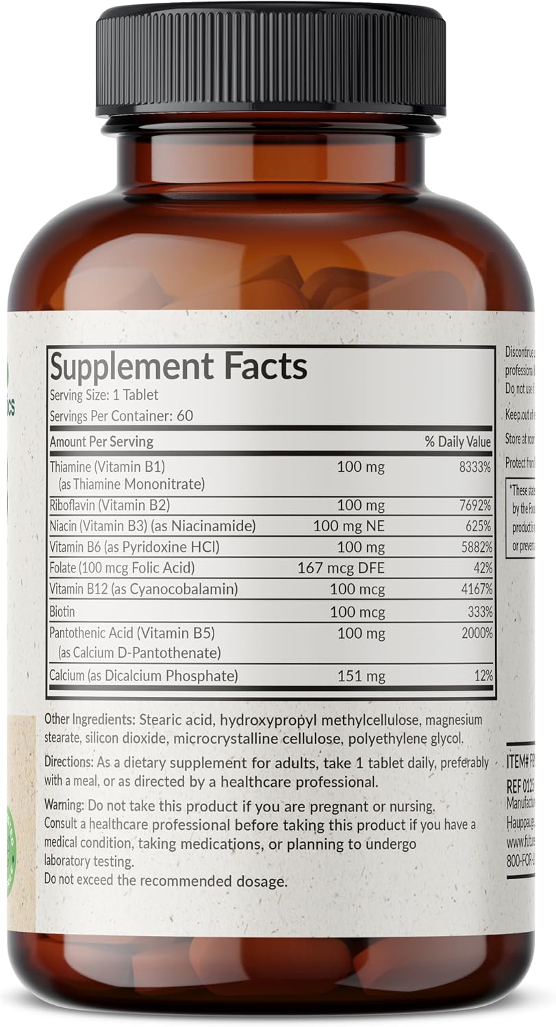 Futurebiotics Super B 100 Sustained Release Vitamin B Complex, Non-GMO, 60 Vegetarian Tablets - görsel 2