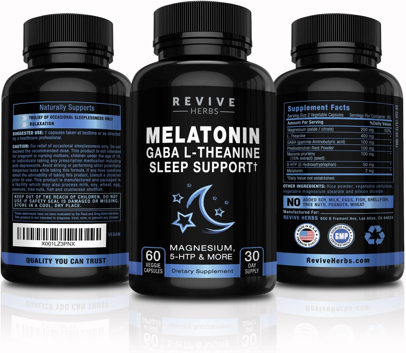 Melatonin, GABA, L-Theanine - 60 Vegetarian Capsules - görsel 4