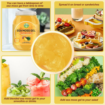 524 g Sea Moss Gel, Pineapple - Raw Wildcrafted Irish Sea Moss, Supports Thyroid & Immunity