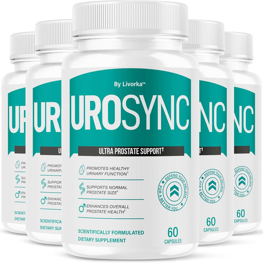(5 Pack) UroSync Capsules - Official UroSync for Men Pills Food Supplement Support All Natural Ingredients, UroSyncPro Premium Advanced Formula, UroSynic for Daily Wellness, 300 Capsules for 5 Months