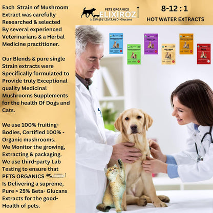 PETS ORGANICS ELIXIROZ Lion's Mane Mushroom Extract for Dogs and Cats – 25% Beta Glucans – Fruiting Body Concentrate – 250 Servings