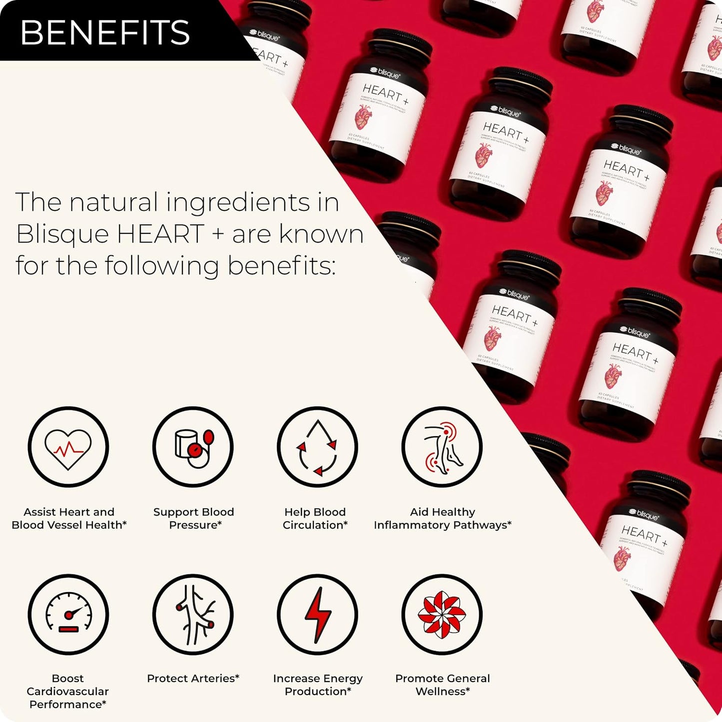 Blisque Heart+ – Food Supplement for Cardiovascular Support, 90 Capsules - görsel 2