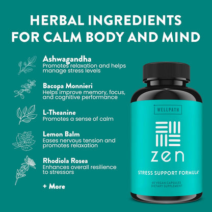WellPath Zen Stress Relief Supplement + Mood Support (180 Capsules)