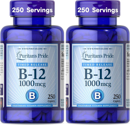 Puritan's Pride Timed Release Vitamin B12 1000mcg, 250 Caplets