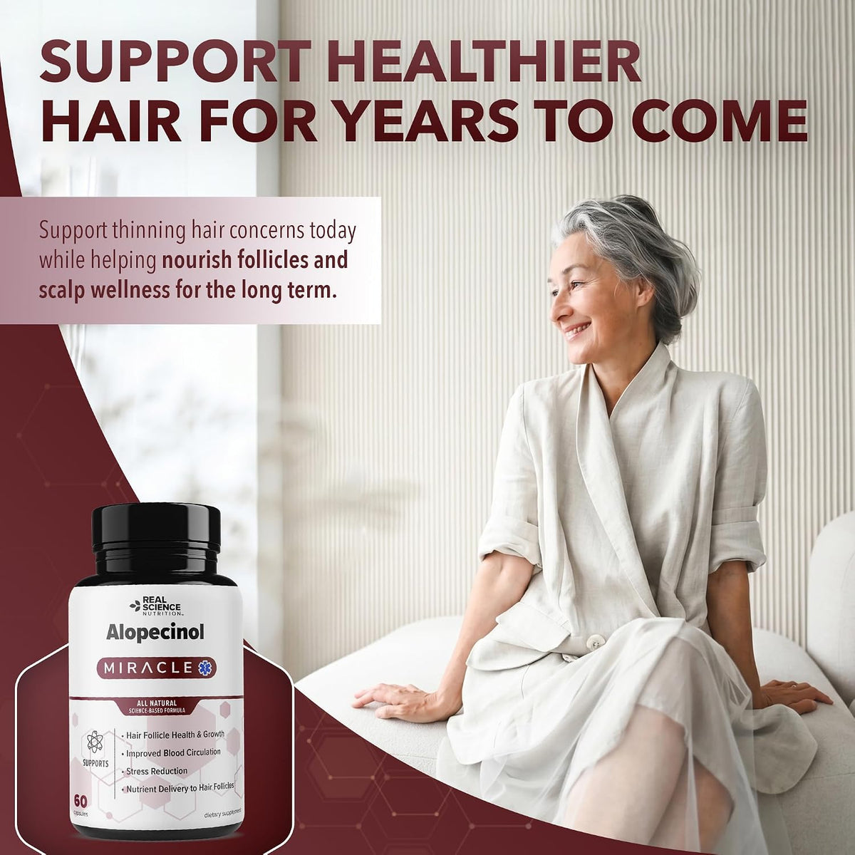 Real Science Alopecinol - Hair Supplement for Thinning Hair & Scalp Support - görsel 5