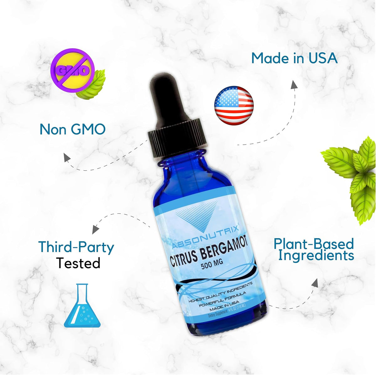 Absonutrix Citrus Bergamot Extract 500 mg – Liquid Drops, 118 ml (200 Servings) - görsel 8