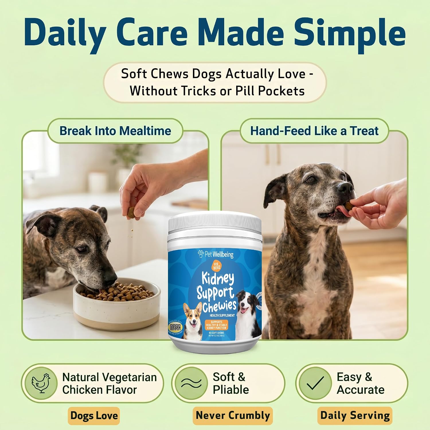 Pet Wellbeing Kidney Support Chewies for Dogs – Vet-Formulated Herbal Soft Chews – 90 Count - görsel 8