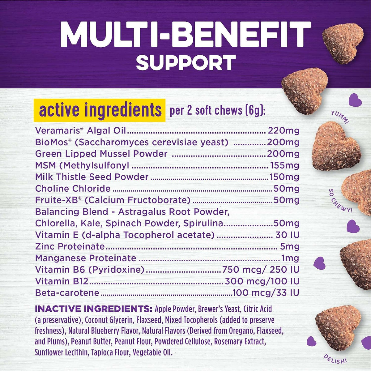 Wellness Peanut Butter & Apple Flavour Soft Chews Multi-Benefit Supplements for Dogs, 45 Chews - görsel 5