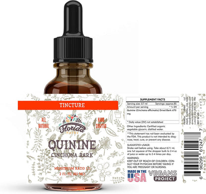 FLORIDA HERBS Quinine Tincture Extract – Cinchona officinalis Dried Bark Herbal Supplement, Non-GMO, Gluten-free, 60 ml