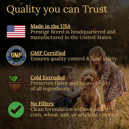 Prestige Breed Multivitamins, Balanced Nutrition for Your Goldendoodle, 90 Chews, Made in the USA with Real Bacon