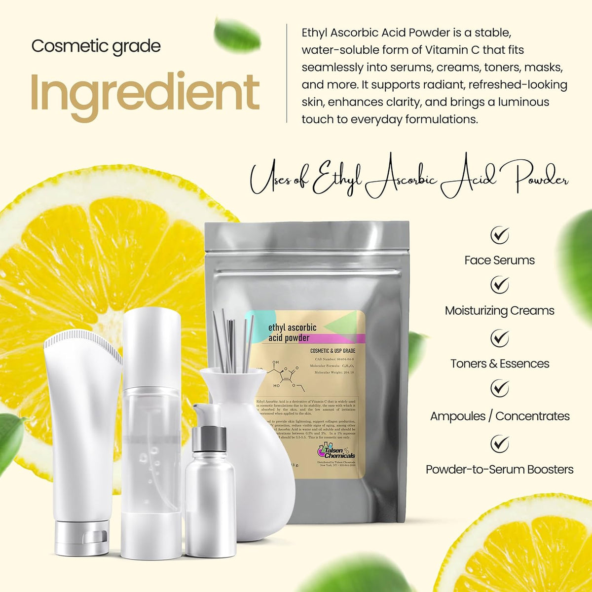 Talsen Chemicals Ethyl Ascorbic Acid Powder, 4 oz (113 g) – Stable Vitamin C Derivative for Skin - görsel 6