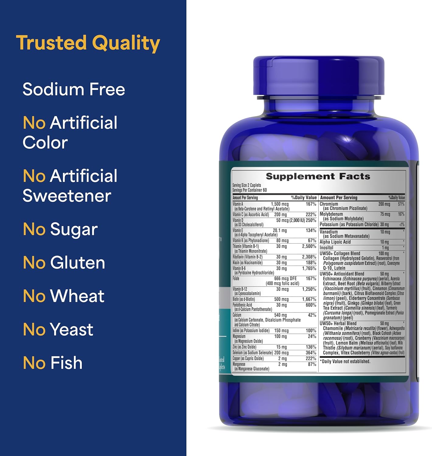Puritan's Pride Ultra Woman 50 Plus High Potency Time Release Daily Multivitamin with Zinc, 120 Tablets (2 Months Supply) - görsel 6