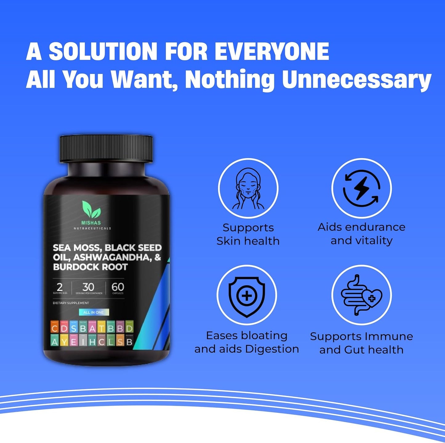 Mishas Nutraceuticals Sea Moss Blend with Black Seed Oil, Ashwagandha, Turmeric, Bladderwrack, Burdock Root, Vitamin C & D3, Elderberry, Manuka, Dandelion, Yellow Dock, Iodine, Chlorophyll & ACV - görsel 9