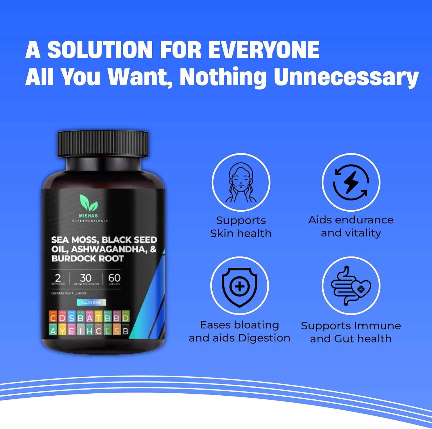 Mishas Nutraceuticals Sea Moss Blend with Black Seed Oil, Ashwagandha, Turmeric, Bladderwrack, Burdock Root, Vitamin C & D3, Elderberry, Manuka, Dandelion, Yellow Dock, Iodine, Chlorophyll & ACV - görsel 9