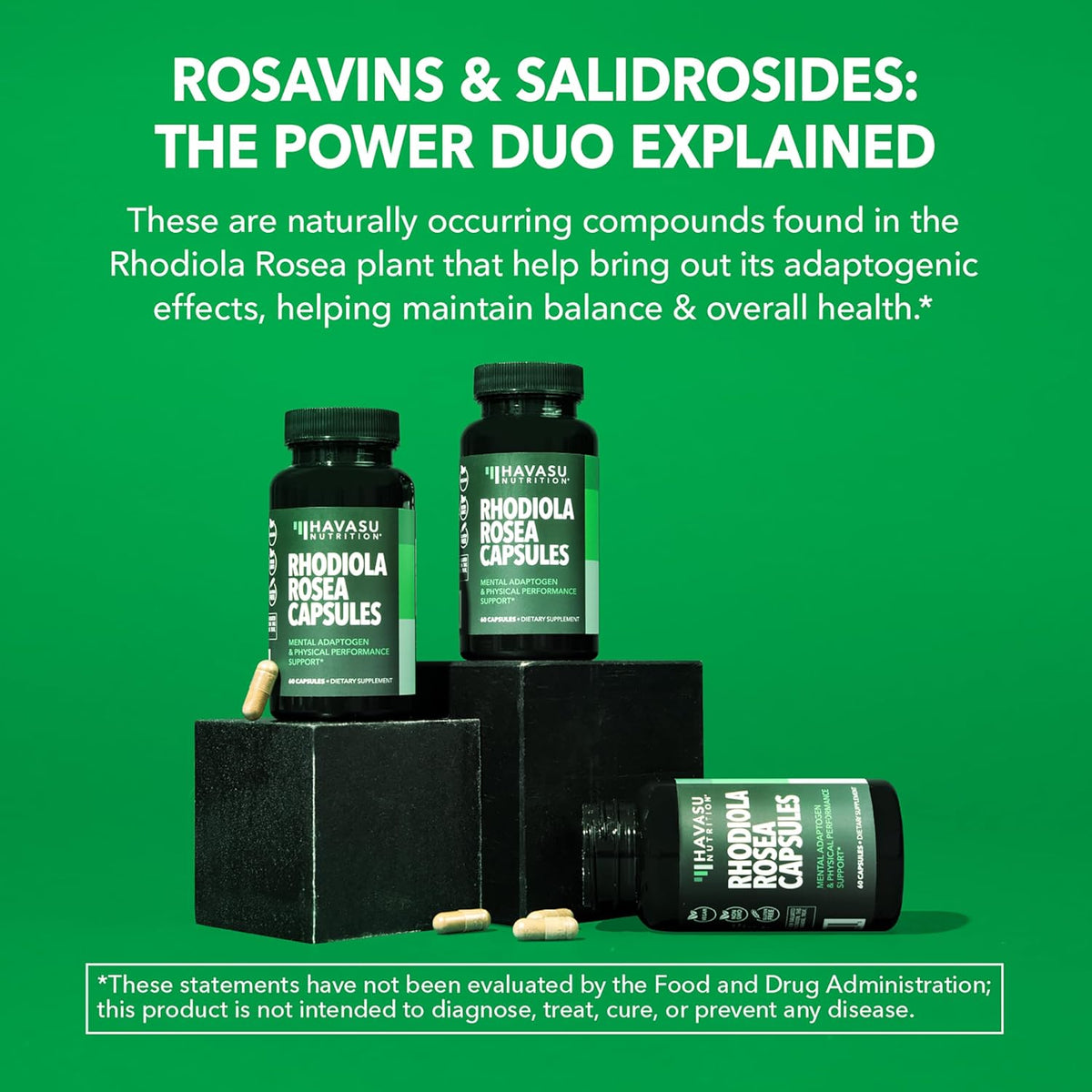 HAVASU NUTRITION Rhodiola Rosea Capsules – Adaptogen for Mental & Physical Performance, 3% Salidrosides, 60 Count - görsel 6