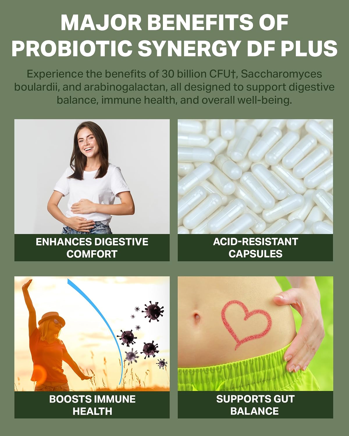 HormoneSynergy Probiotic Synergy DF Plus - 30 Billion CFU with Saccharomyces boulardii and Arabinogalactan - 30 Stick Packs - görsel 5