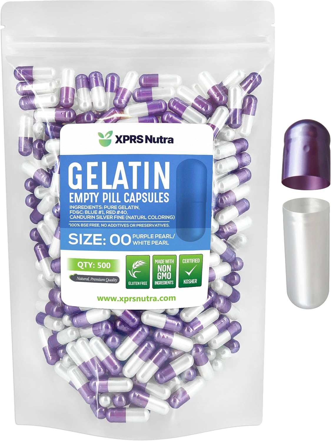 XPRS Nutra Size 00 Empty Gelatine Capsules - 100 Count - DIY Capsule Filling (Blue) - görsel 7