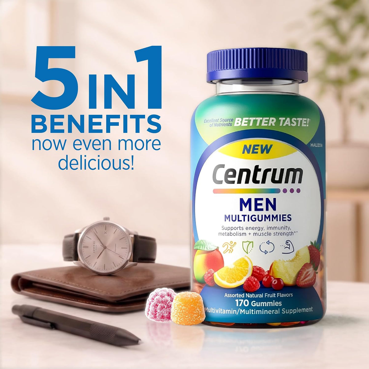 Centrum MultiGummies Gummy Multivitamin for Men - Assorted Fruit, 170 Count - görsel 2