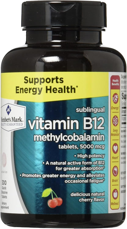 Member's Mark Vitamin B12 5000mcg Quick-Dissolve Sublingual Tablets – 300 Count