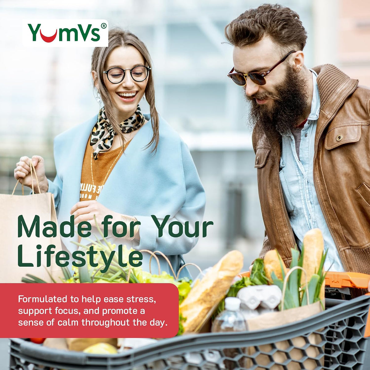 YumV's De-Stress Gummies with GABA, L-Theanine, and Lemon Balm, Mixed Berry, 42 Count - görsel 7
