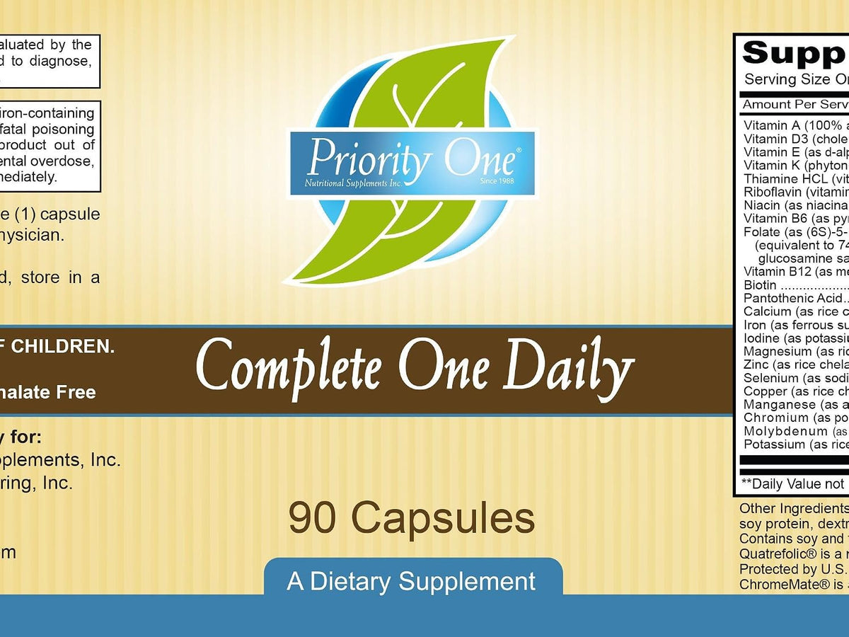 Priority One Vitamins - Complete One Daily - 90 Capsules - Multi Vitamin Mineral Complete Complex - görsel 2