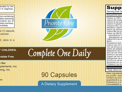 Priority One Vitamins - Complete One Daily - 90 Capsules - Multi Vitamin Mineral Complete Complex