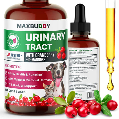 Natural Urinary Tract Support Drops - Cranberry & Herbal Formula for Cats and Dogs