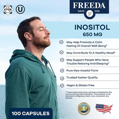 FREEDA Myo-Inositol 650mg – Mood, Calm and Wellness Support – 100 Capsules