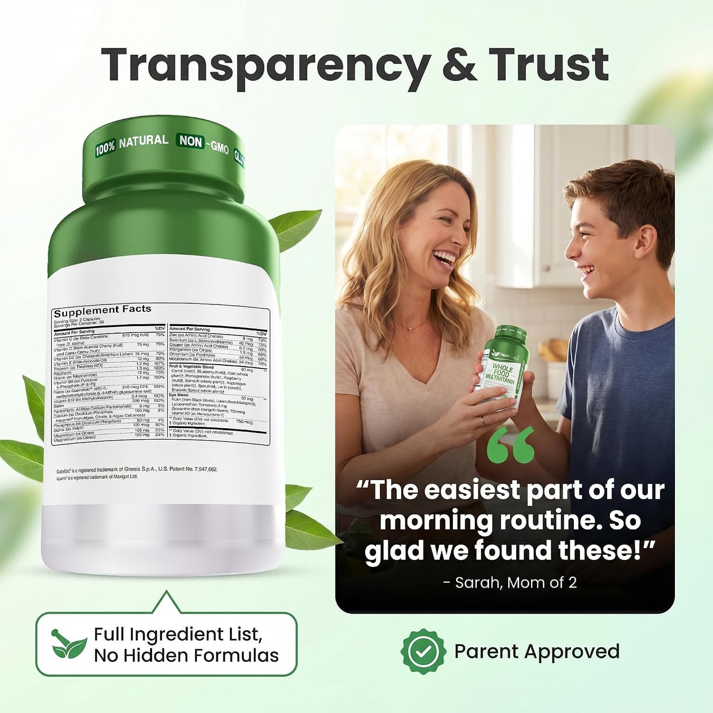 Herbtonics Whole Food Teen Vitamins – Multivitamin for Boys &amp; Girls Ages 12–18 – Energy, Focus &amp; Immune Support – 60 Capsules - görsel 7