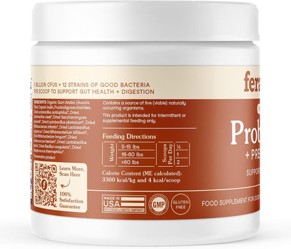 Fera Pets Organic Probiotics for Dogs and Cats with Prebiotics – 60 Scoops