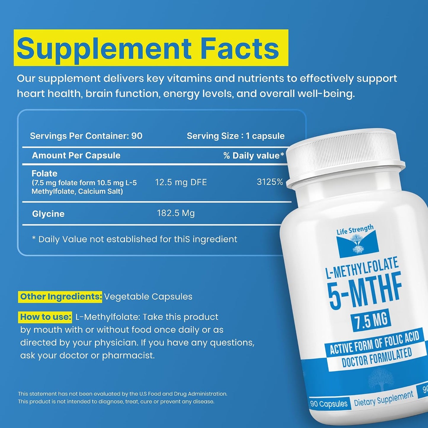 LifeStrength L-Methylfolate 7.5mg – 90 Capsules, Optimised & Highly Bioactive Methyl Folate Supplement - görsel 2