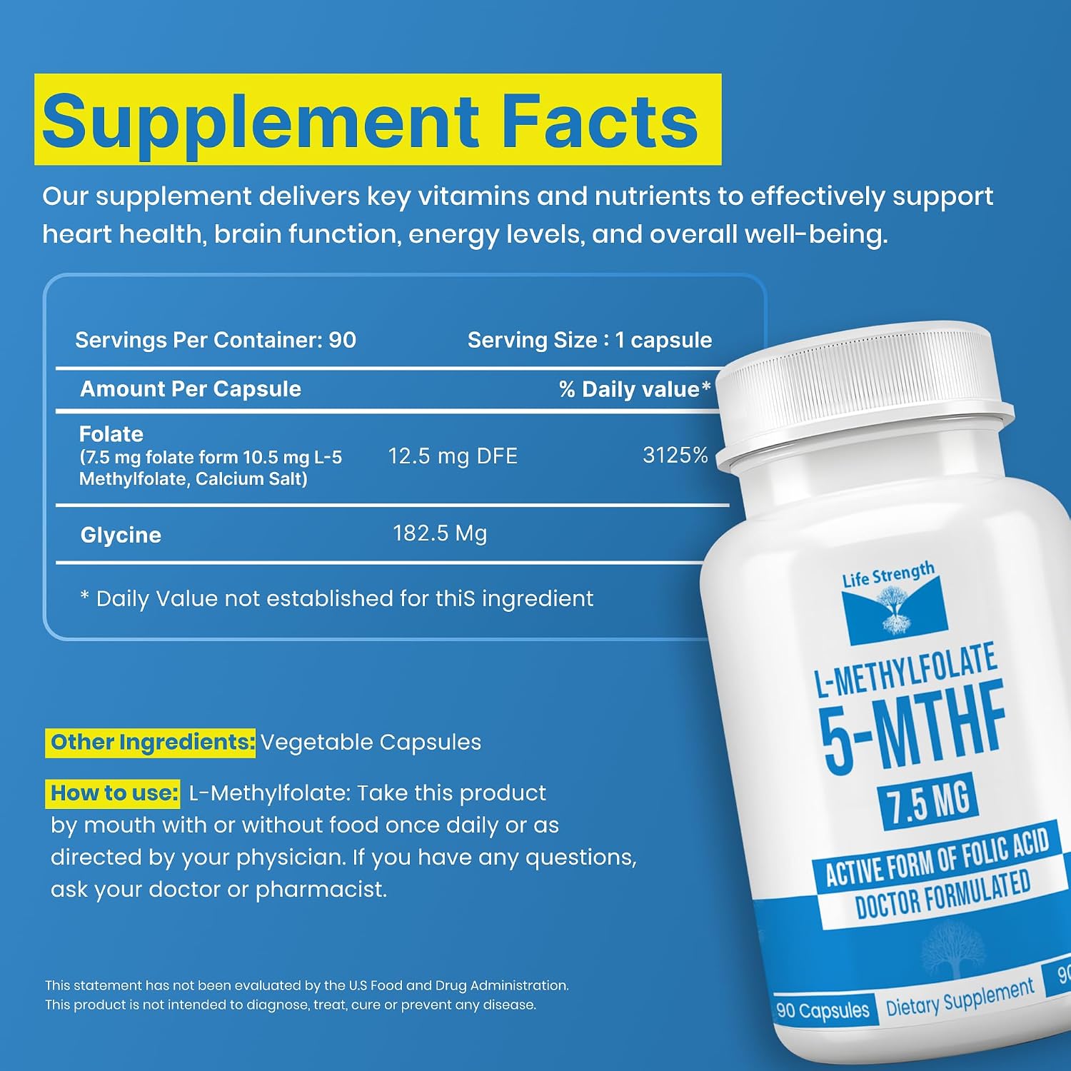 LifeStrength L-Methylfolate 7.5mg – 90 Capsules, Optimised & Highly Bioactive Methyl Folate Supplement - görsel 2