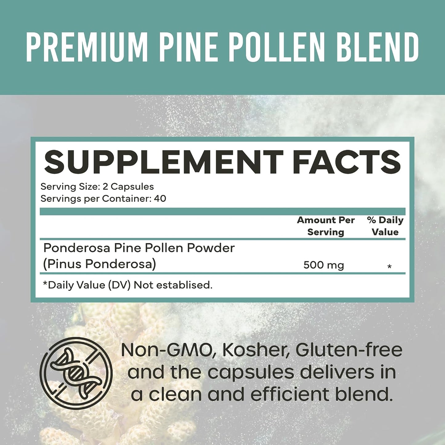 Pine Pollen Capsules 500mg (Pinus Ponderosa) – Wild Harvested California Ponderosa Pine Pollen – Olympic Grade – 30-Day Supply - görsel 3