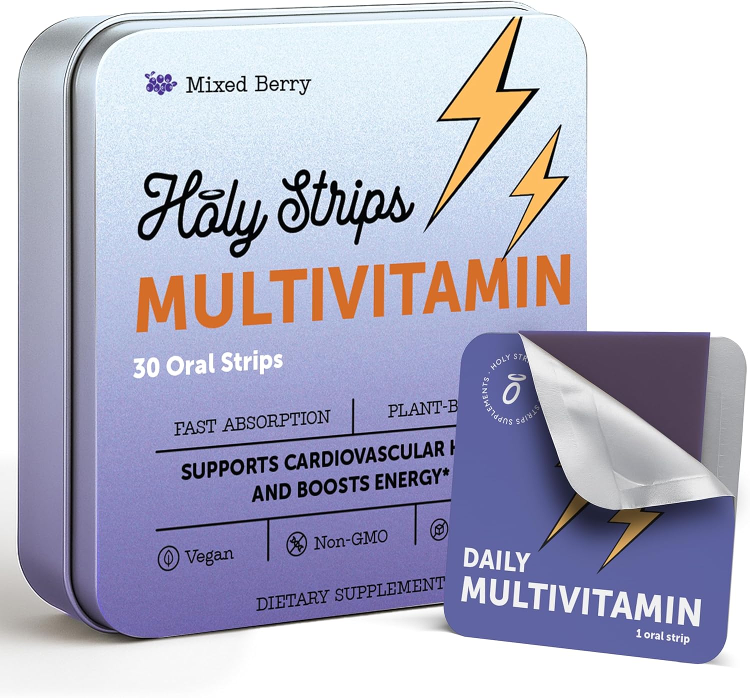 Holy Strips Multivitamin Dissolvable Oral Supplement Strips, Sugar Free, High Absorption, Gluten-free, Individually Wrapped, 30 Count - görsel 1