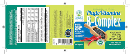Nature's Brands Organic Whole Food Vitamin B Complex - 120 Vegetarian Capsules