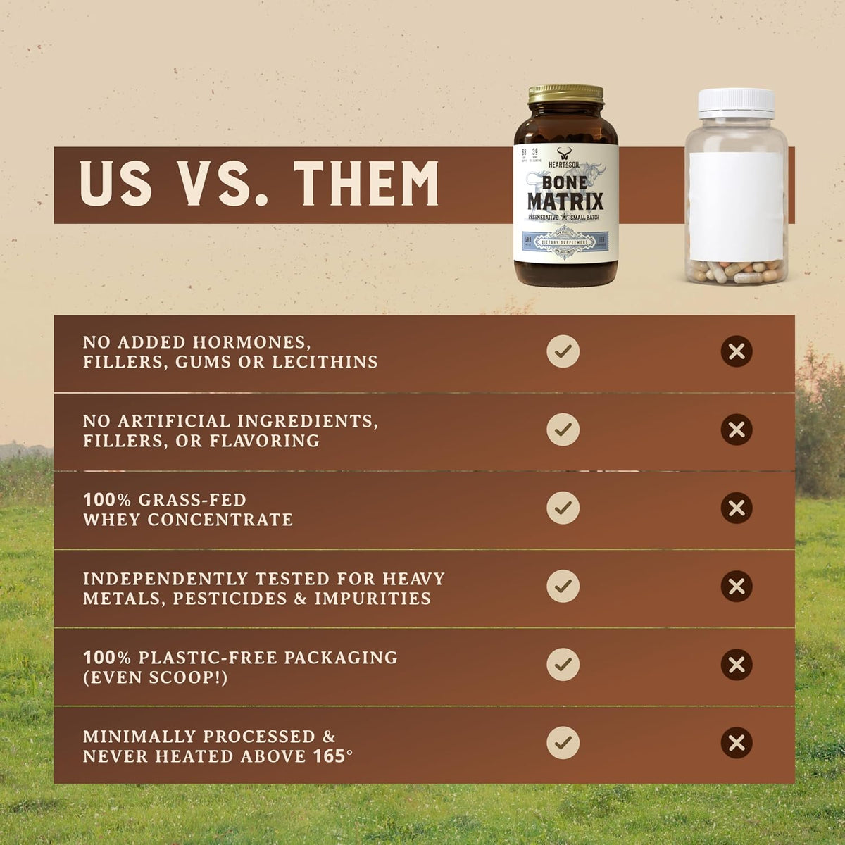 HEART & SOIL Grass Fed Bone Matrix — Supports Bone and Joint Health, Strength, and Flexibility (180 Capsules) - görsel 6