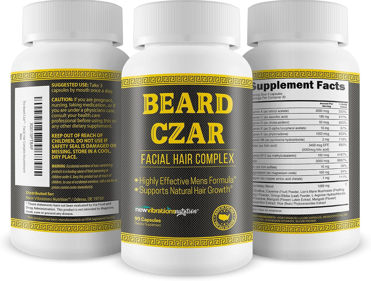 The Beard Czar Facial Hair Complex – Men's Beard Growth Supplement with Biotin & B Vitamins, 60 Capsules - görsel 4