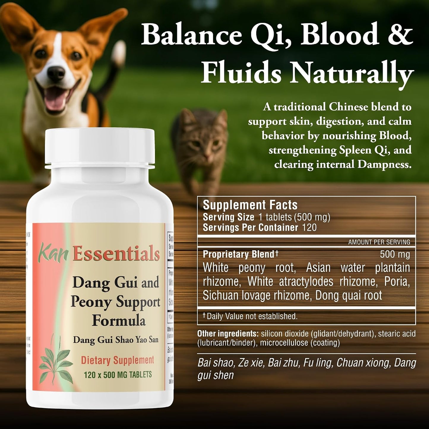 Kan Herb Essentials Dang Gui and Peony Support – Herbal Blend for Dogs and Cats, 120 Tablets - görsel 3