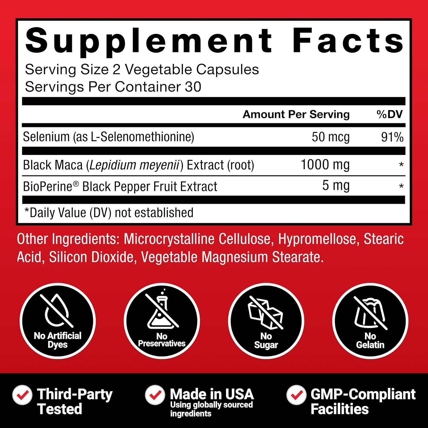 Force Factor Black Maca Root Supplement for Men - 1000mg Maca Negra Extract with BioPerine, 120 Capsules (2-Pack) - görsel 6
