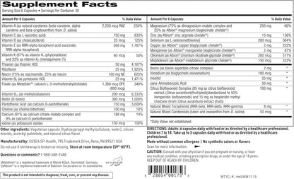 Klaire Labs MultiThera 1 Plus K Iron-Free Multivitamin with Active Folate & Vitamin K (180 Capsules)