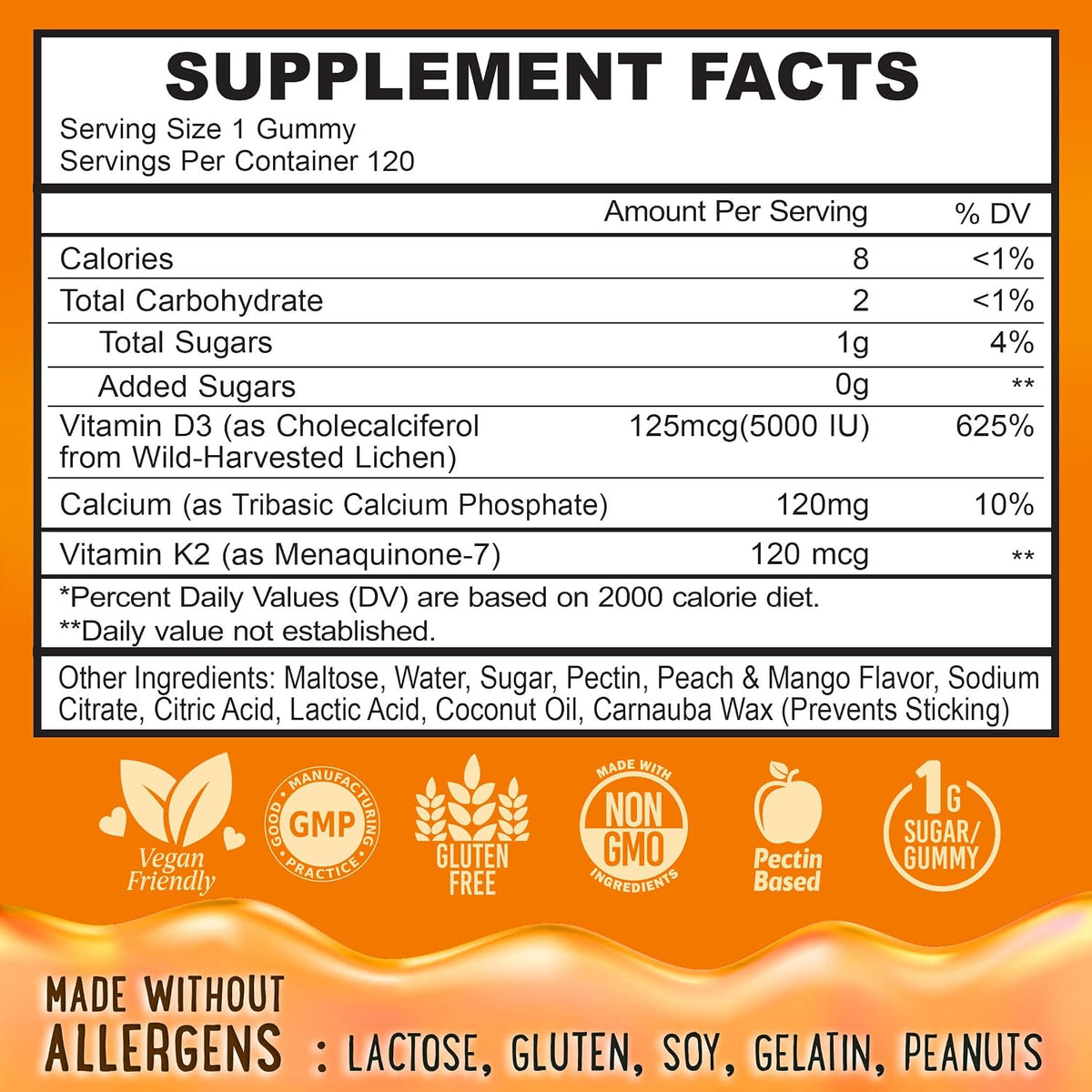 OH MY CHEWY Vitamin D3 K2 & Calcium Gummies | 5000 IU D3, 120 mcg K2 (MK-7) - görsel 4
