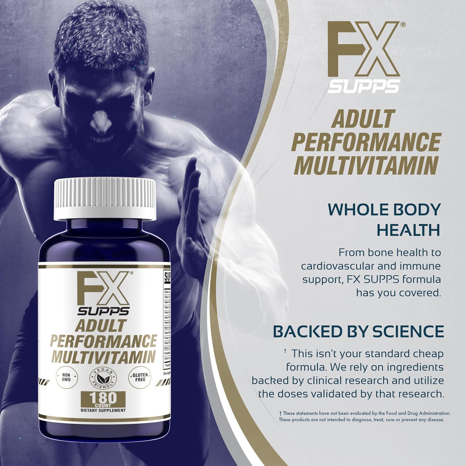 FXSUPPS Performance Multivitamin with Amino Acids, Beta-Alanine and L-Carnitine, Enhanced Performance and Recovery, 180 Tablets – Made in USA - görsel 5