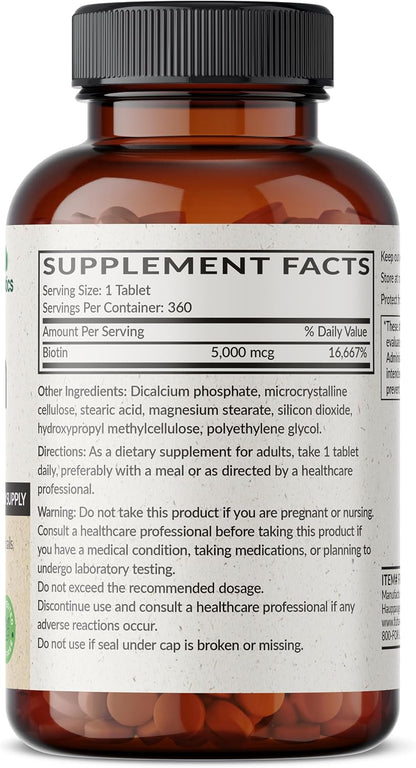 Futurebiotics Biotin 5000 mcg - 360 Vegetarian Tablets