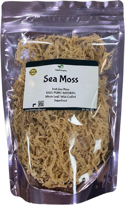 HalalEveryDay Wildcrafted Irish Sea Moss - 100% Pure All Natural, Golden, 113g