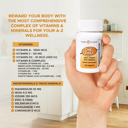 GeriCare One-Daily Multivitamins with Minerals for Men & Women (100 Tablets)