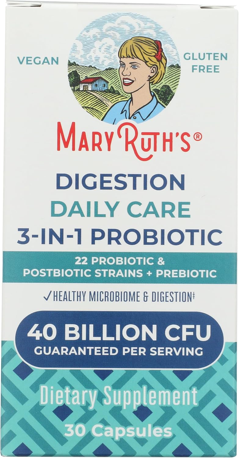 MaryRuth Organics Daily Care Digestion 3-in-1 Capsules, 40 Billion CFU, 30 Capsules - görsel 1
